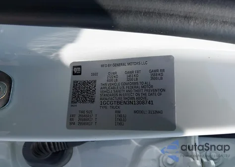 2022 Chevrolet Colorado 4Wd Short Box Wt z USA, uszkodzony, nr VIN 1GCGTBEN3N1308741